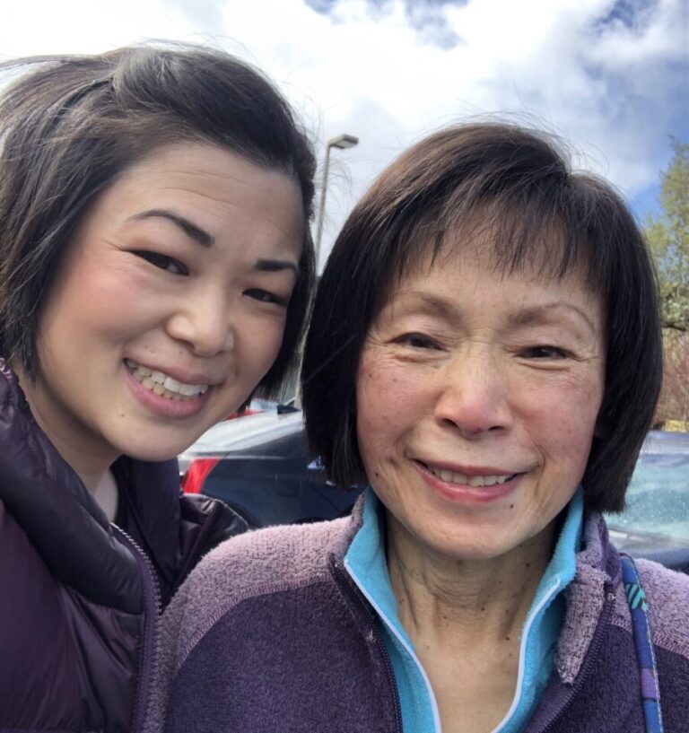 asian woman in wig made from her own hair